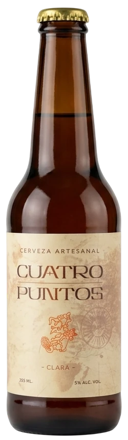 Botella de cerveza artesanal Cuatro Puntos Clara
